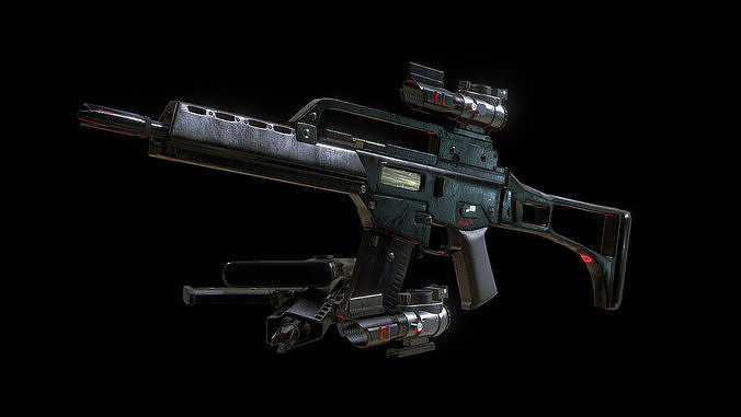 H K G36K and aim Low-poly 3D model