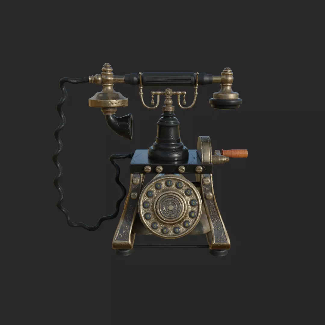 Vintage Phone 3D Asset Inorganic Modeling Game ready Low-poly 3D model_0