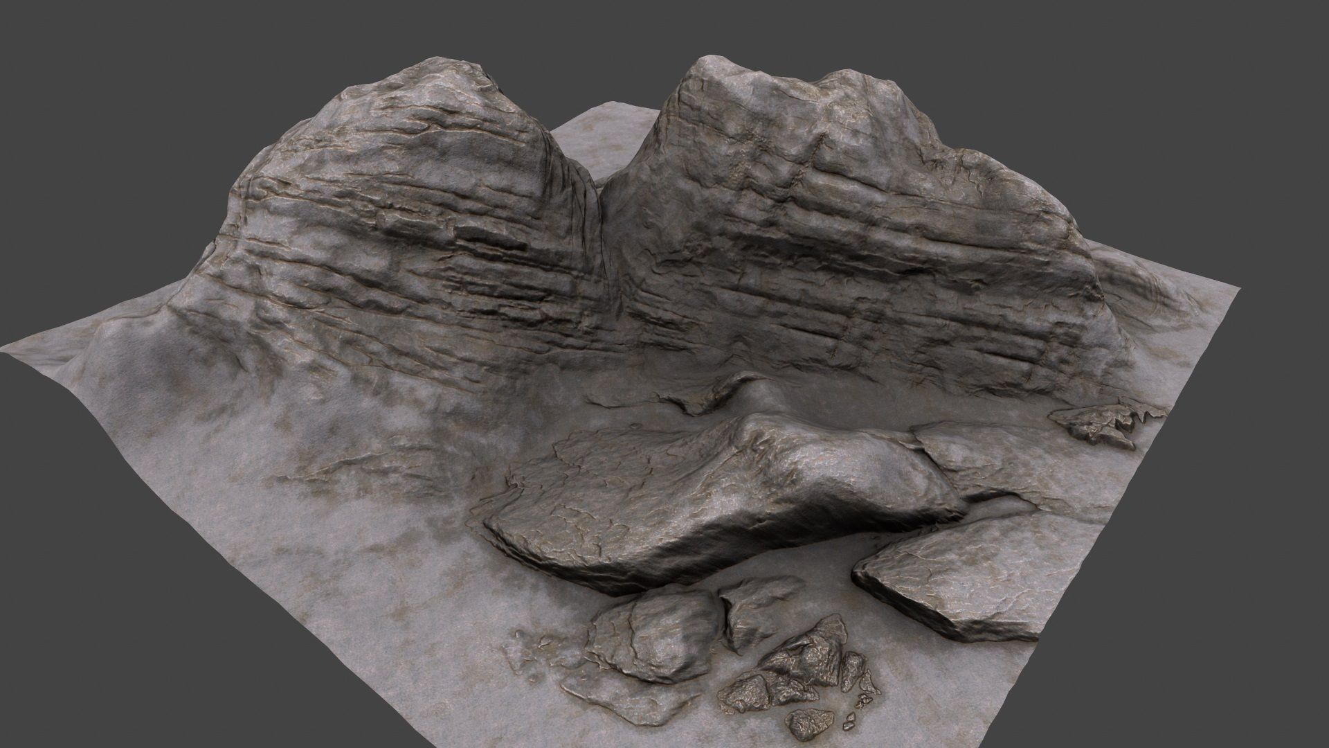 Rock rocks in desert 3D model_1
