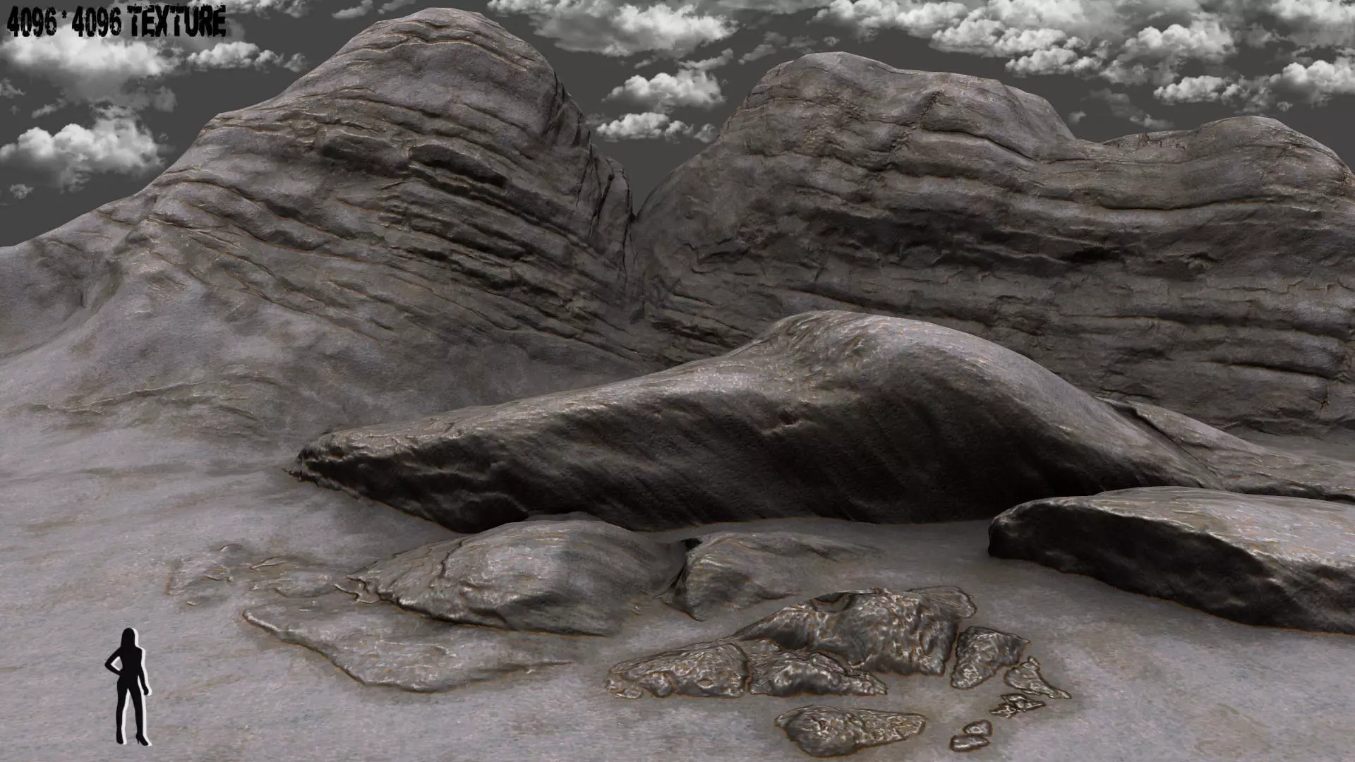 Rock rocks in desert 3D model_0