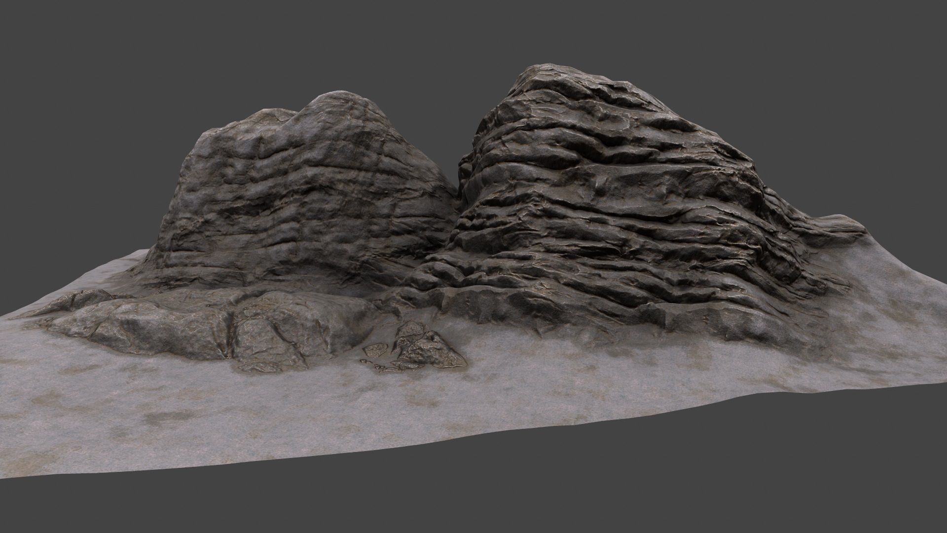 Rock rocks in desert 3D model_9