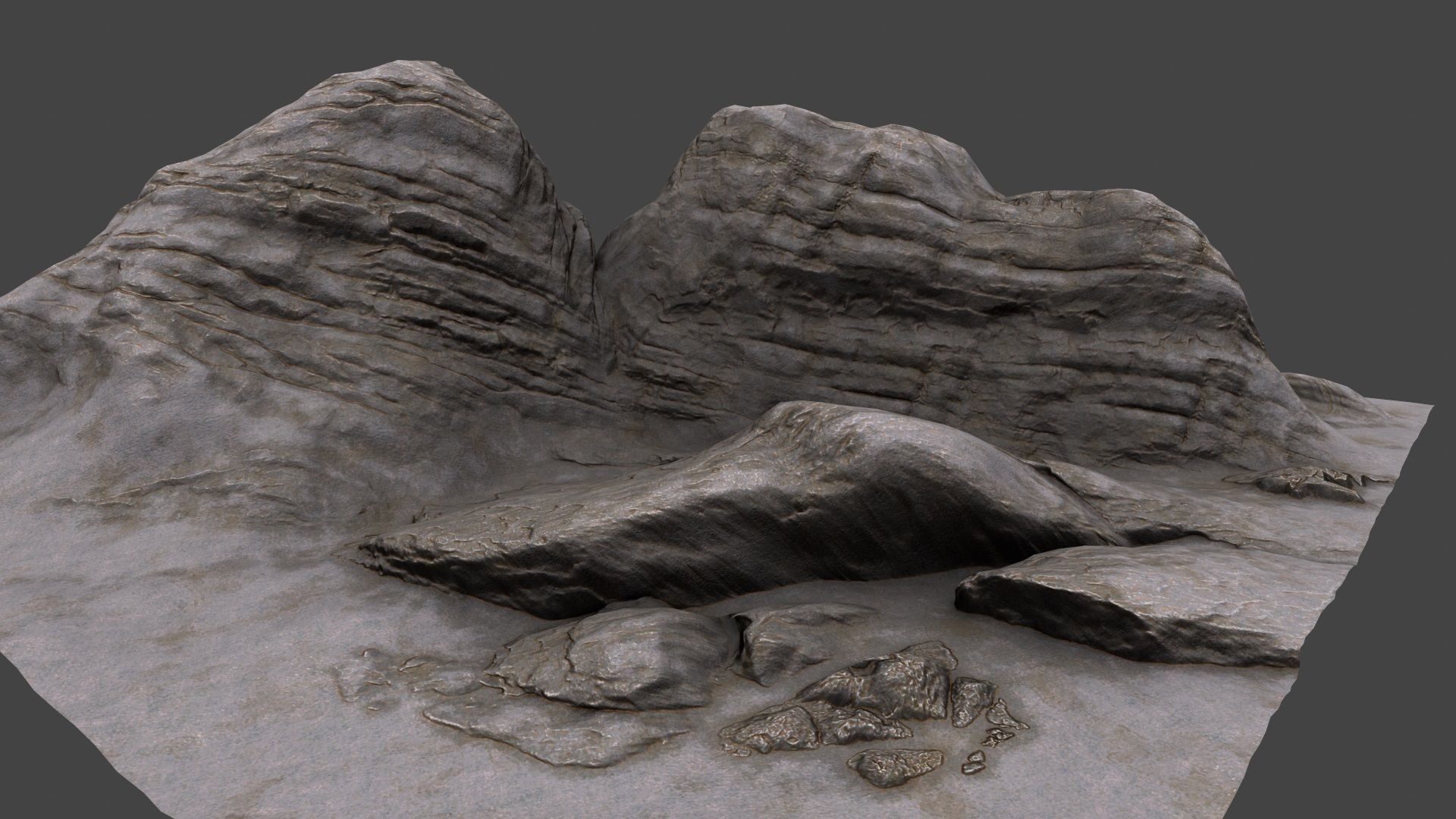 Rock rocks in desert 3D model_3