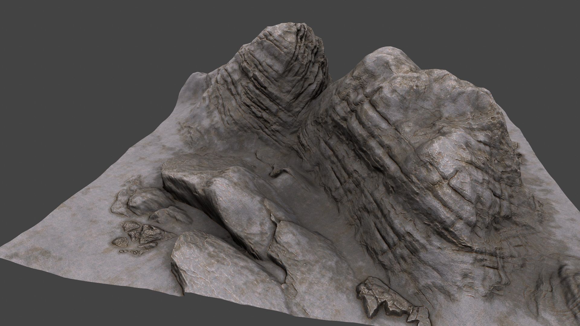 Rock rocks in desert 3D model_4