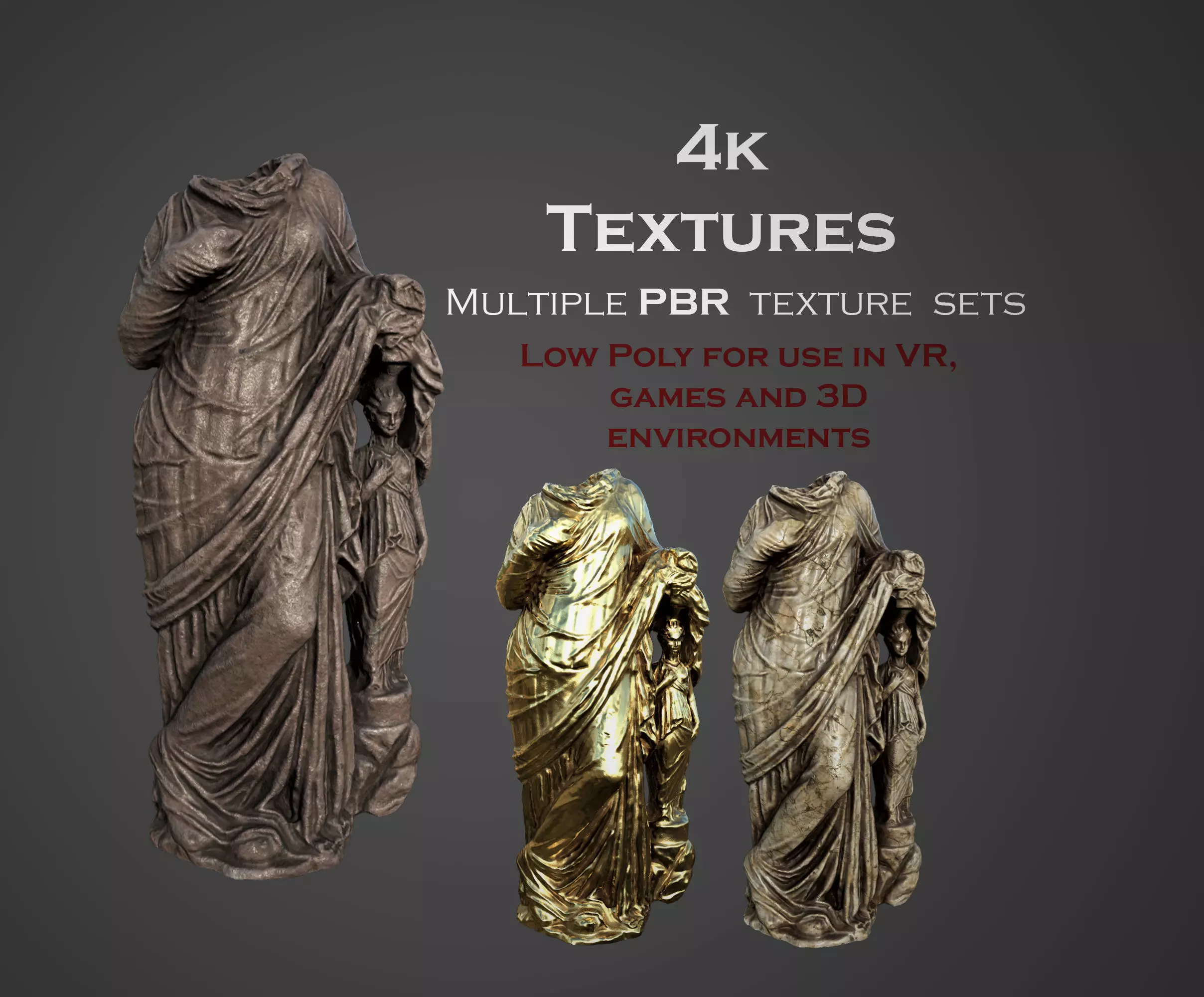 Statue of Aphrodite 3 Low-poly 3D model_0