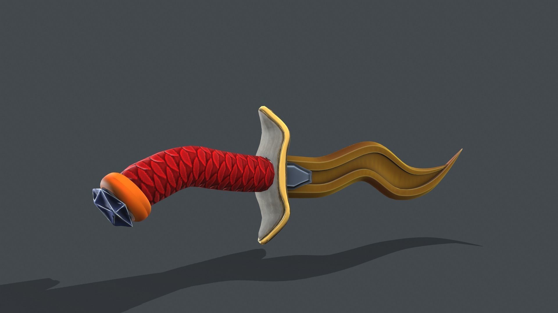 stylized hand painted sword Low-poly 3D model_3