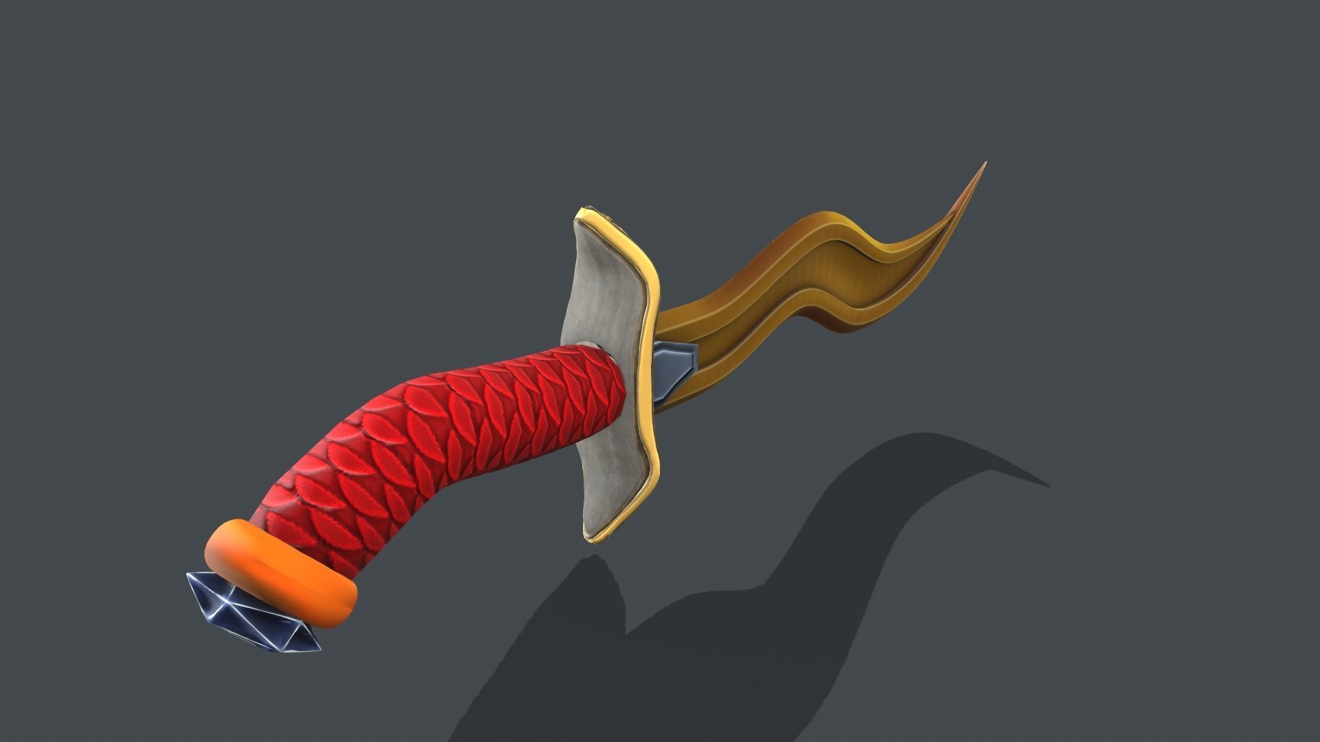 stylized hand painted sword Low-poly 3D model_5