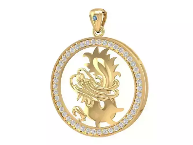 Luxury Dragon Round Pendant Jewelry 3D Model 1617