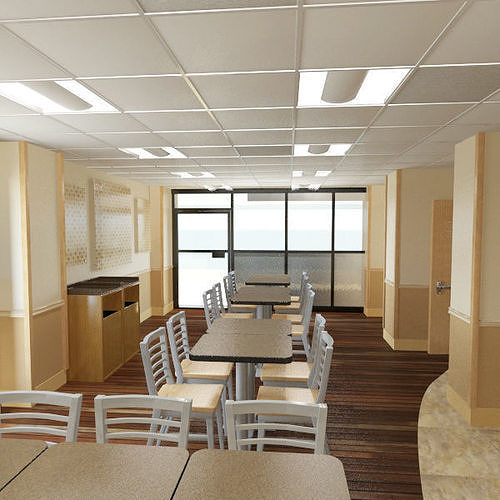 Hospital Cafe - Food Court 3D model 7