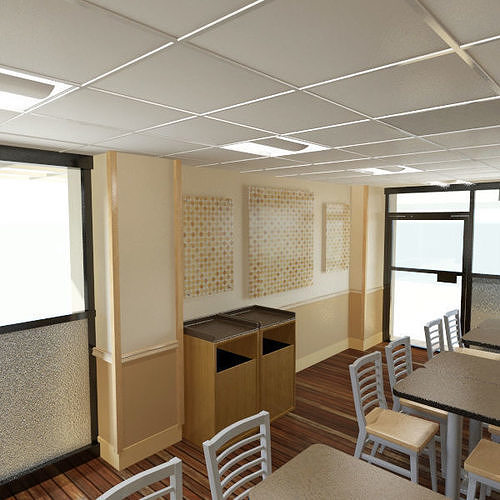 Hospital Cafe - Food Court 3D model 6