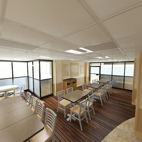 Hospital Cafe - Food Court 3D model 5