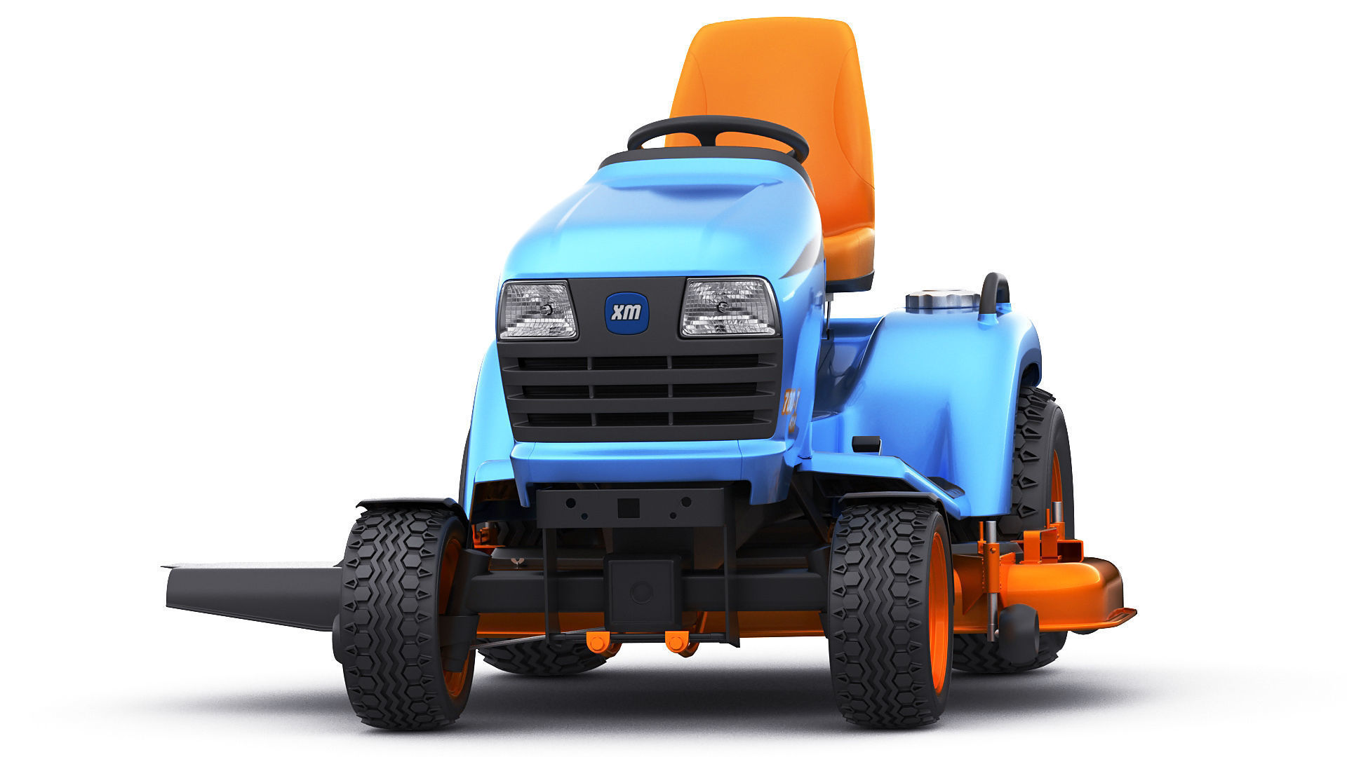 Riding Lawn Mower with trailer and snow blade 3D model_18