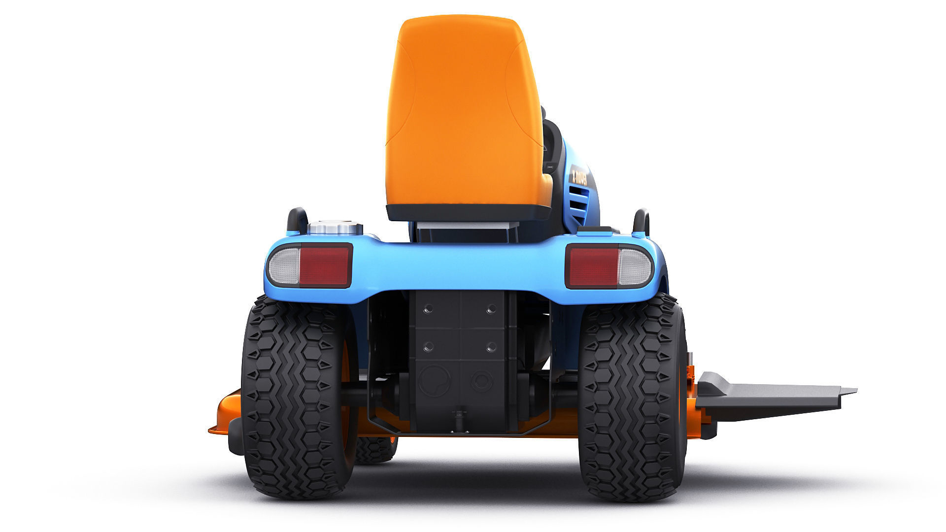 Riding Lawn Mower with trailer and snow blade 3D model_19