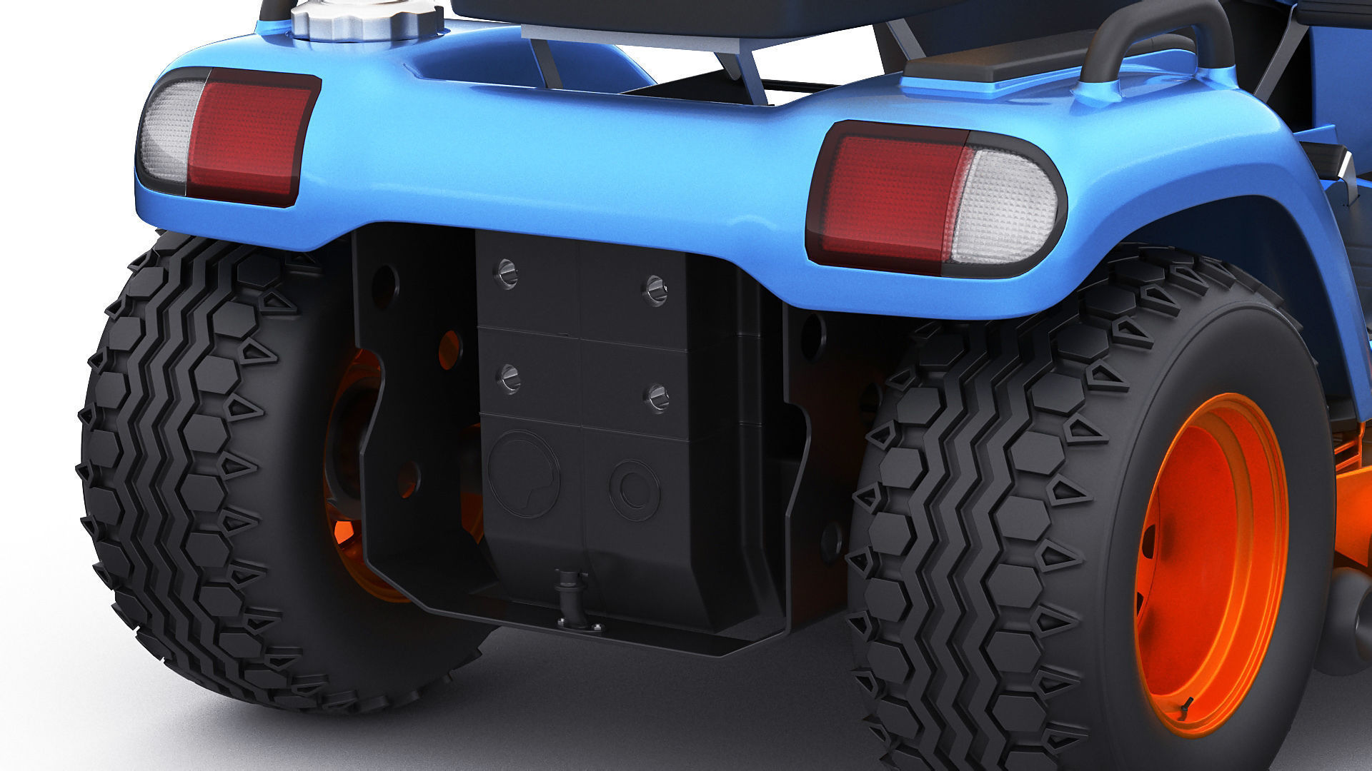 Riding Lawn Mower with trailer and snow blade 3D model_7