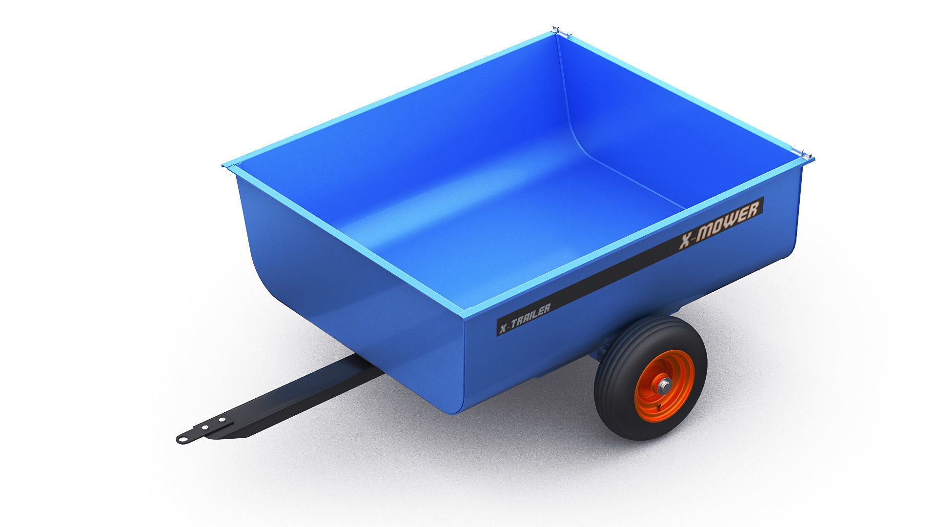 Riding Lawn Mower with trailer and snow blade 3D model_4