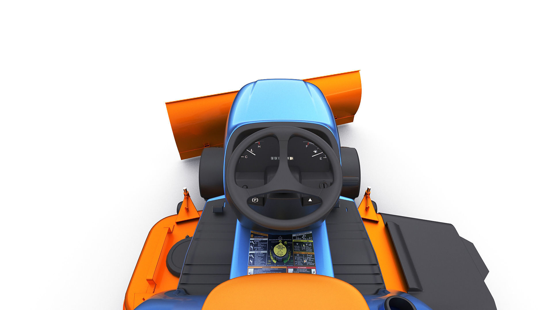 Riding Lawn Mower with trailer and snow blade 3D model_16