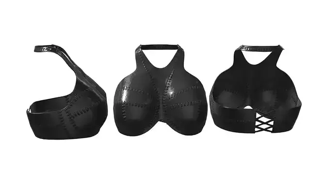 Stitched Thick Leather Bra Top