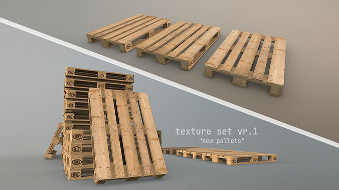 Cargo Wood Pallets EUR EPAL vr-1 Low-poly 3D model