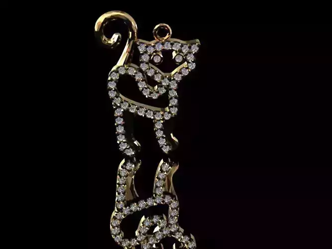 Necklace cat with gems 3D jewel