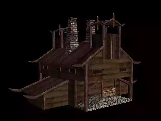 Wooden low-poly house
