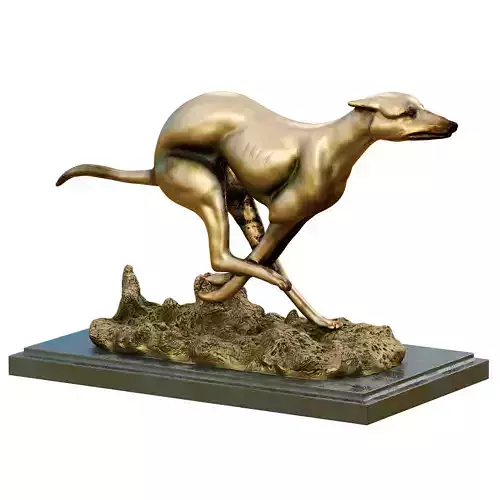 Greyhound Whippet Art Deco Dog Statue Low-poly 3D model