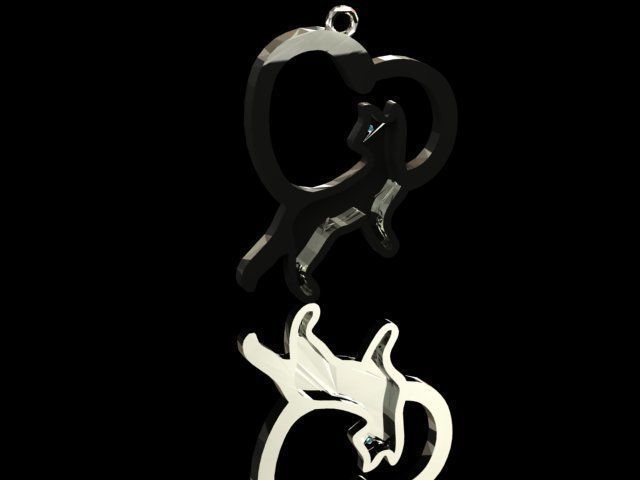 Necklace cat with gems 3D model 3D model_3