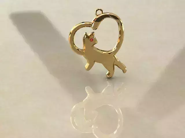 Necklace cat with gems 3D model