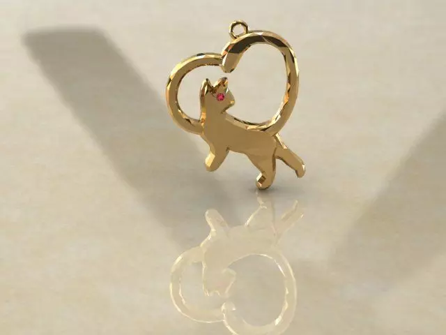 Necklace cat with gems 3D model 3D model_0