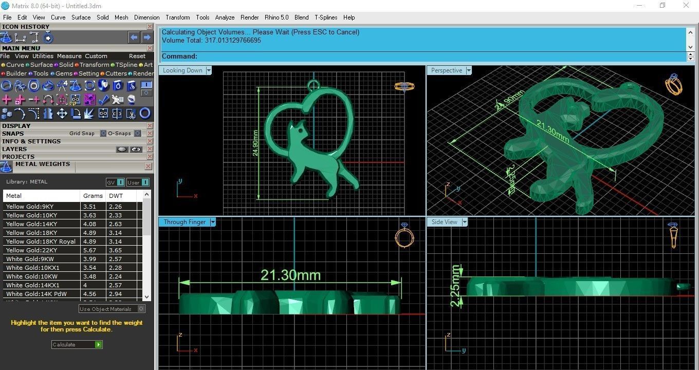 Necklace cat with gems 3D model 3D model_1