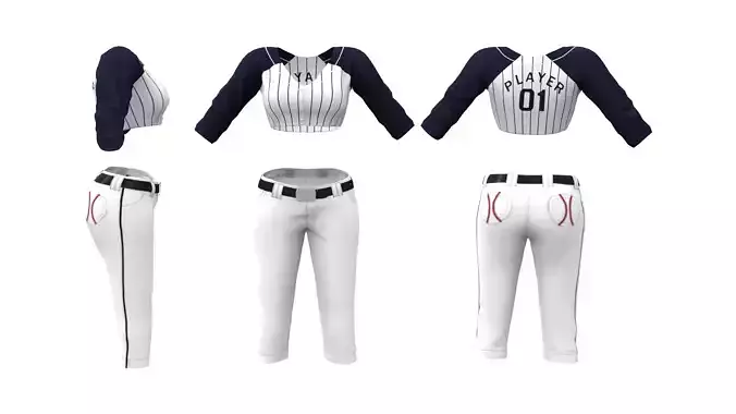Female Baseball Outfit Low-poly 3D model Female Baseball Outfit Low-poly 3D model