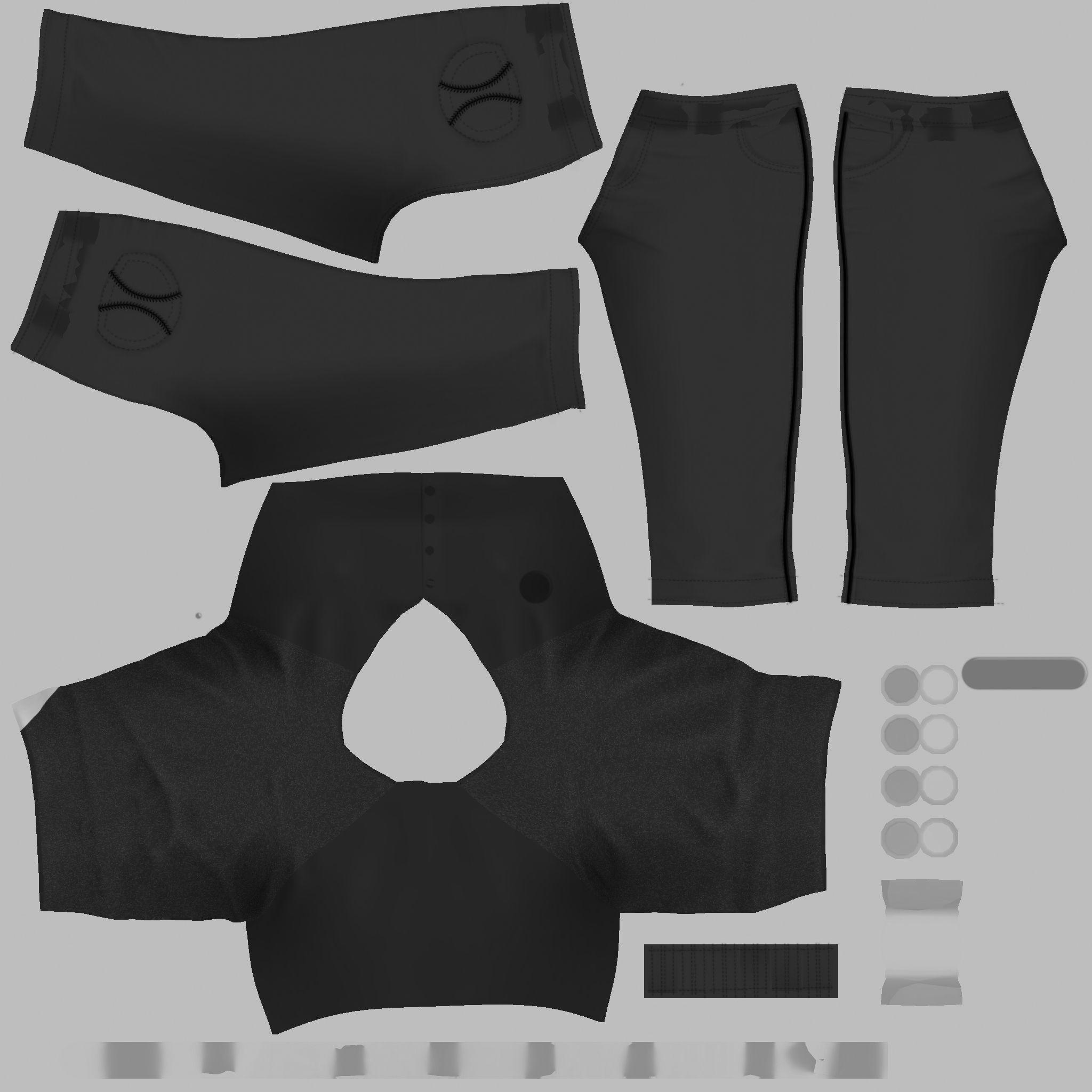 Female Baseball Outfit Low-poly 3D model_8