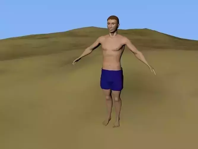 Man on beach Low-poly 3D model