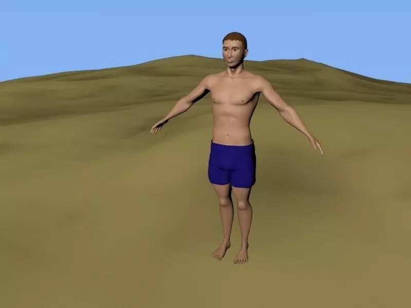Man on beach Low-poly 3D model_0