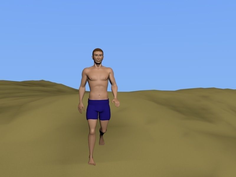 Man on beach Low-poly 3D model_2