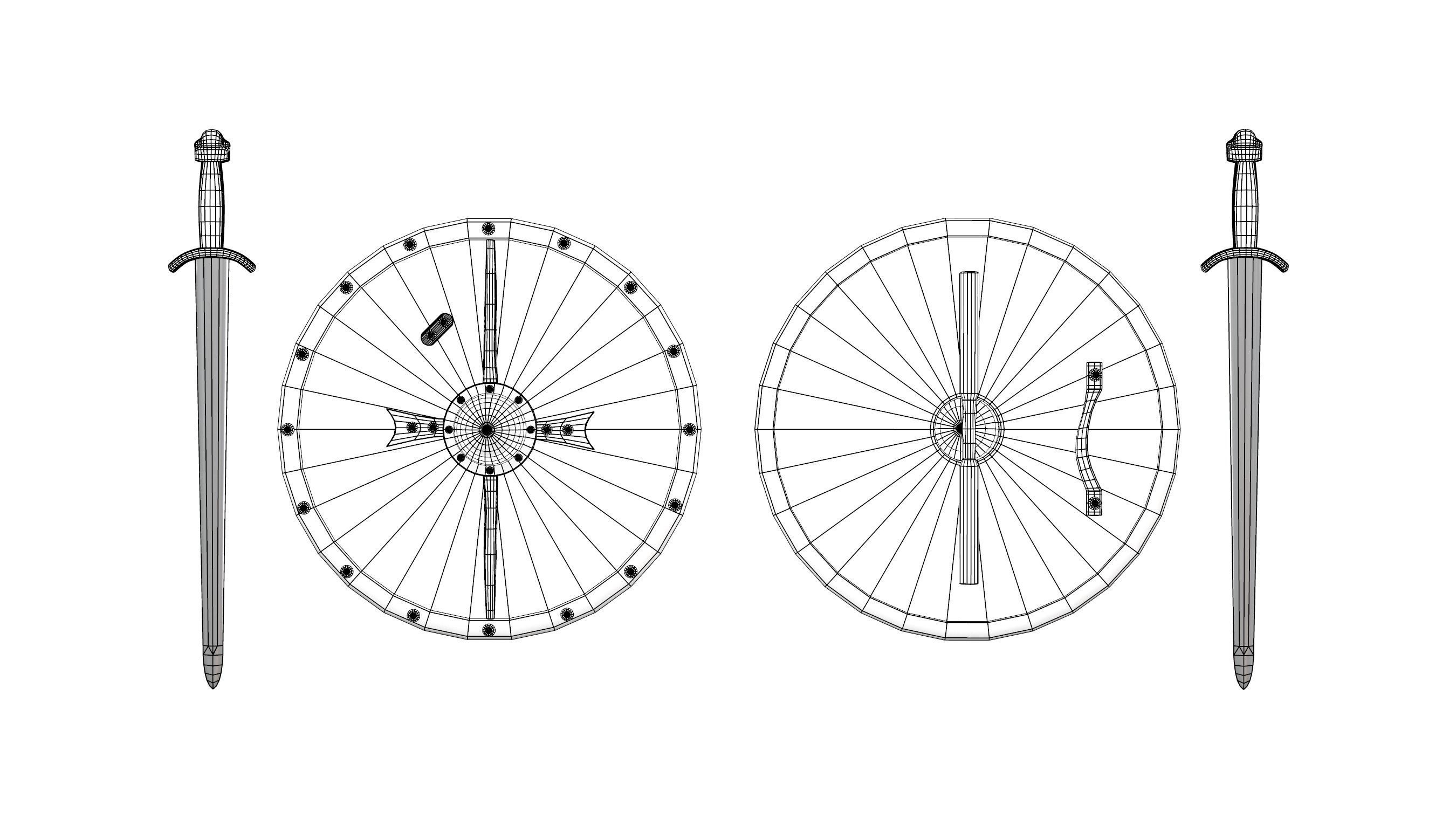 Lagertha Sword and Shield Low-poly 3D model_4