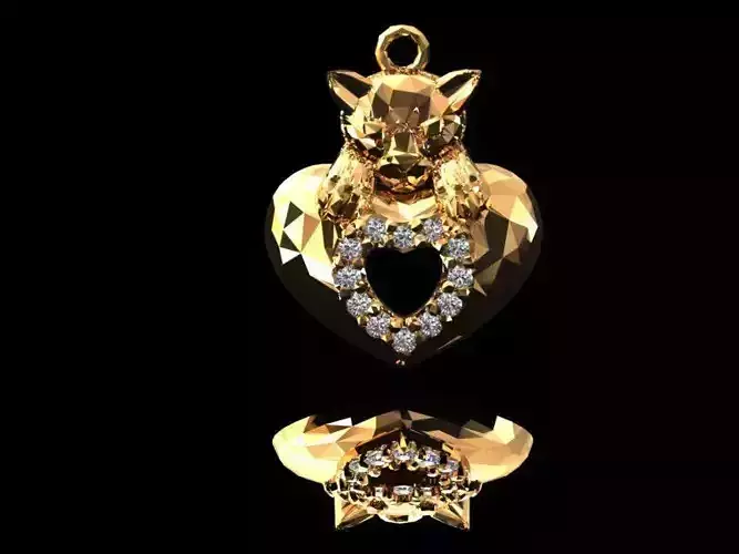 Necklace cat with gems 3D jewel