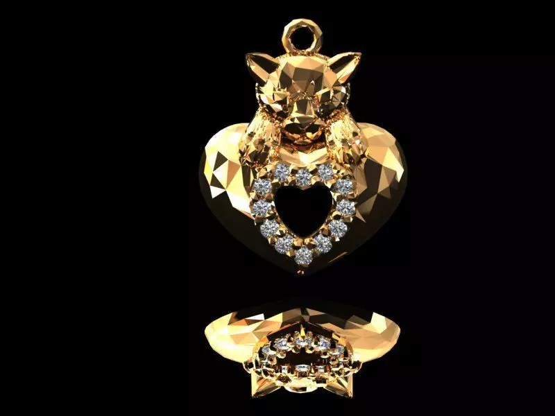 Necklace cat with gems 3D jewel 3D model