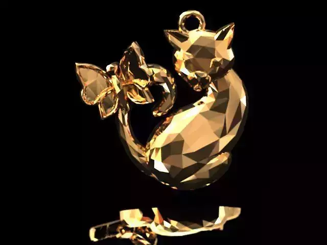 Necklace cat with butterfly 3D jewel