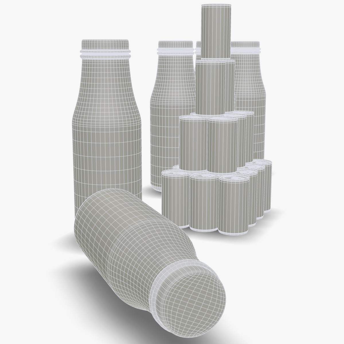 Can and bottle Low-poly 3D model_2
