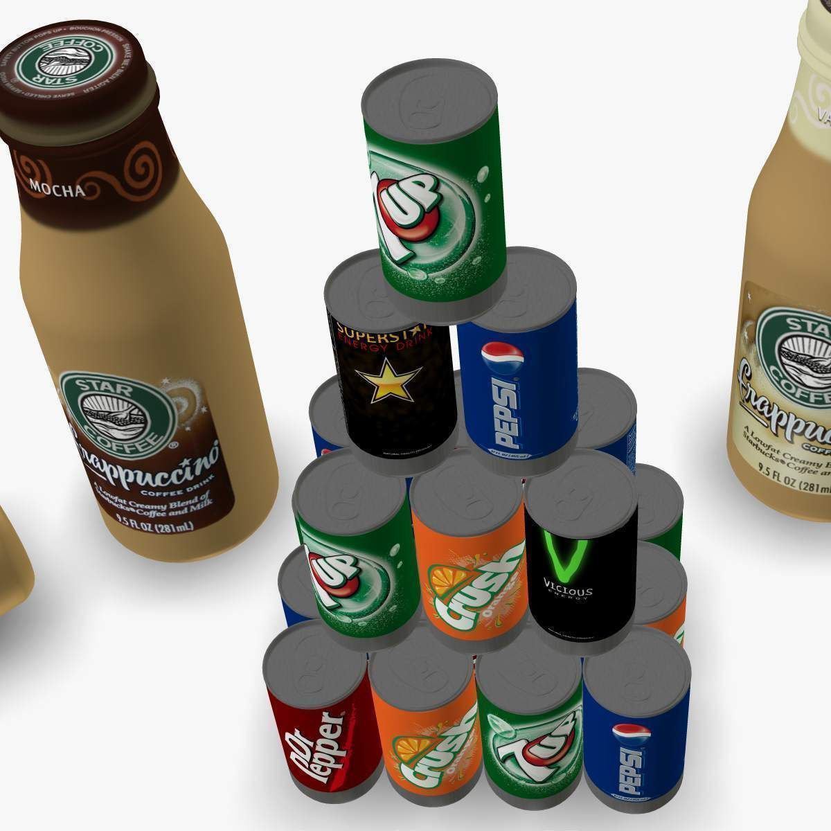 Can and bottle Low-poly 3D model_1