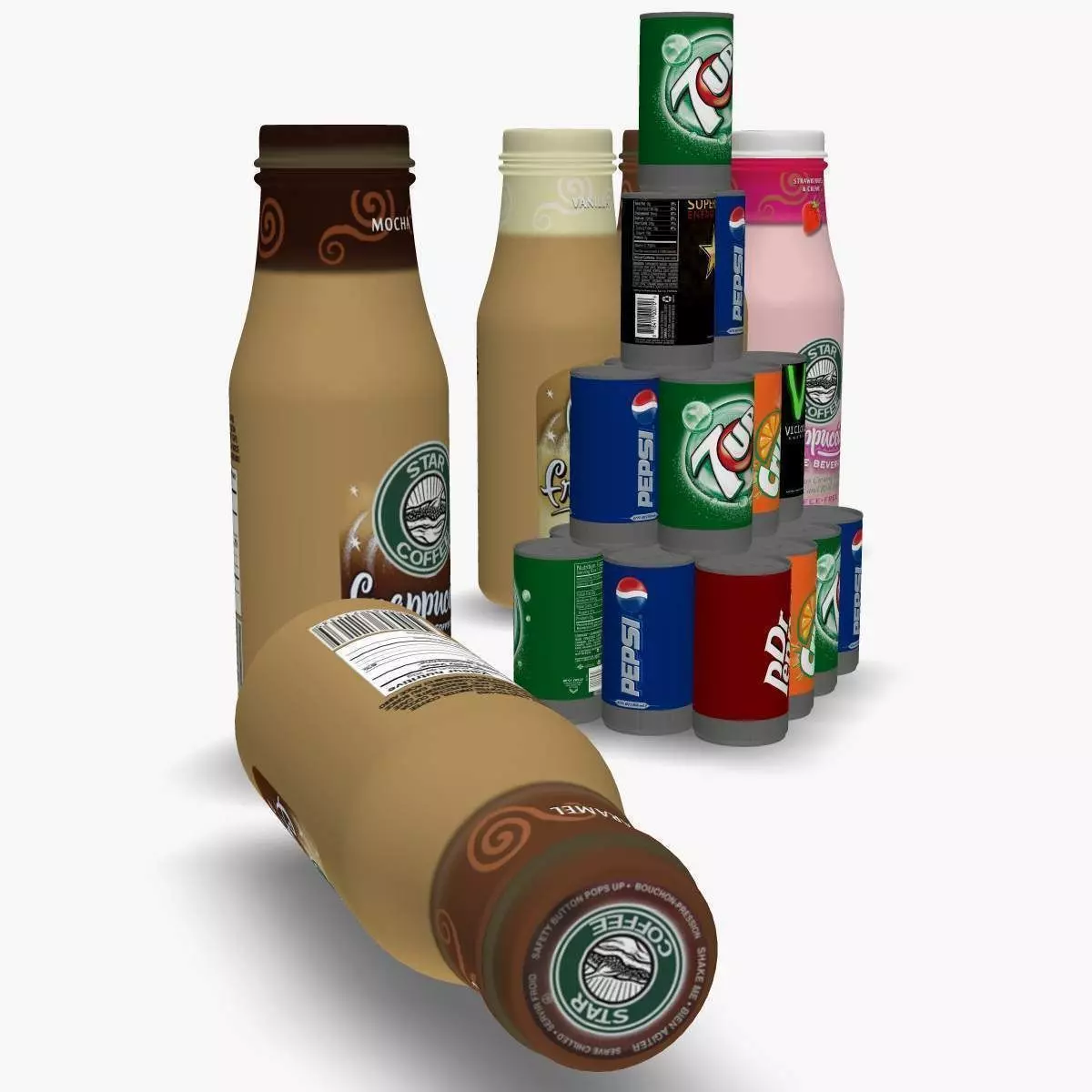 Can and bottle Low-poly 3D model_0