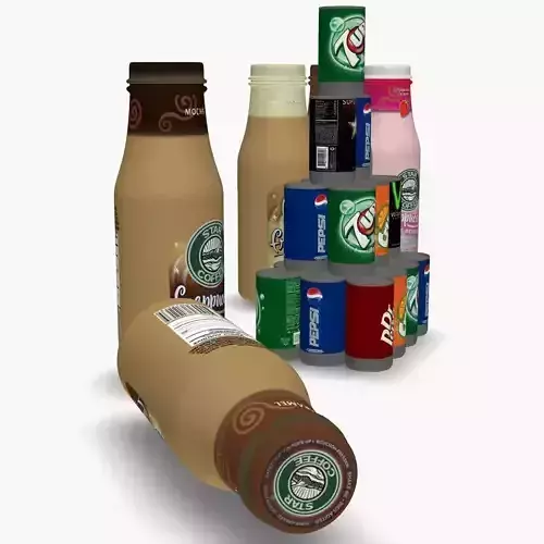 Can and bottle  Low-poly 3D model