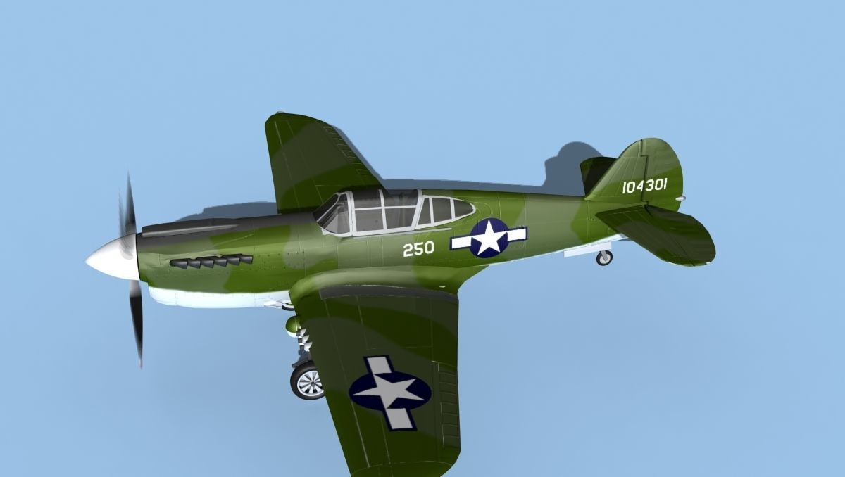 Curtiss P-40F Warhawk V04 USAAF 3D model_9