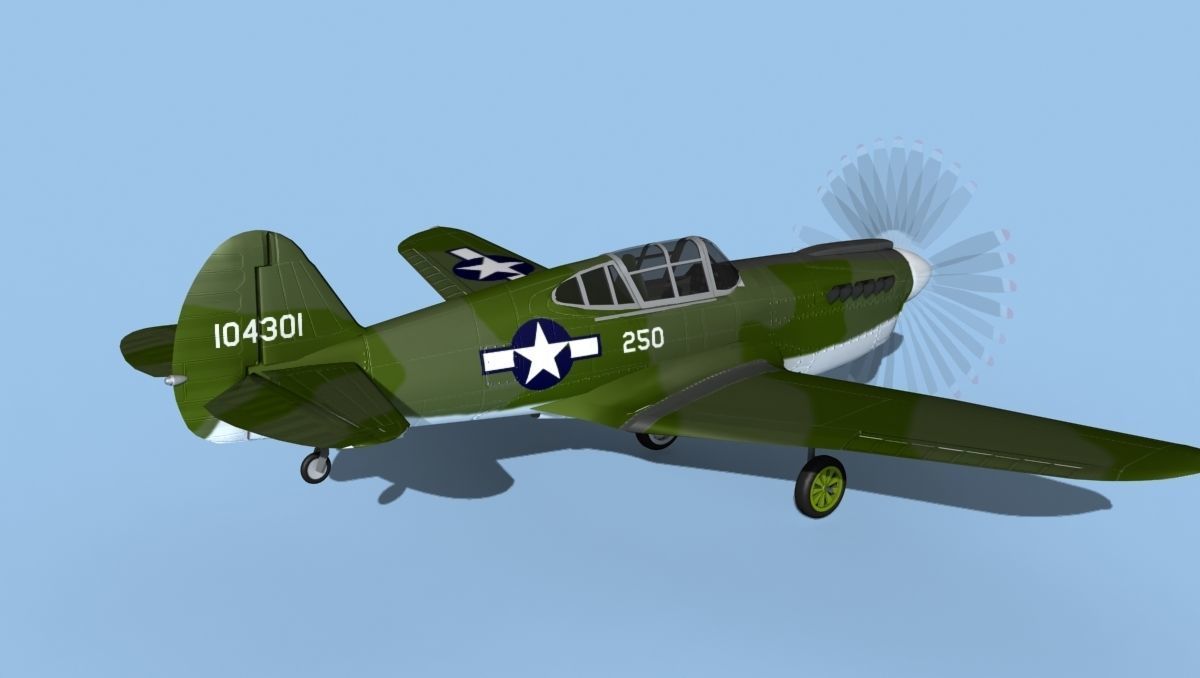 Curtiss P-40F Warhawk V04 USAAF 3D model_5