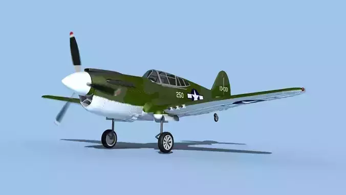 Curtiss P-40F Warhawk V04 USAAF 3D model