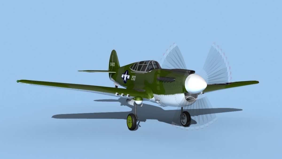 Curtiss P-40F Warhawk V04 USAAF 3D model_2