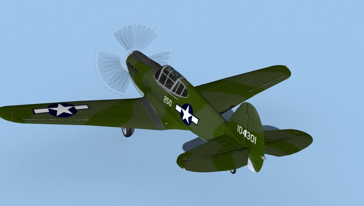 Curtiss P-40F Warhawk V04 USAAF 3D model_7