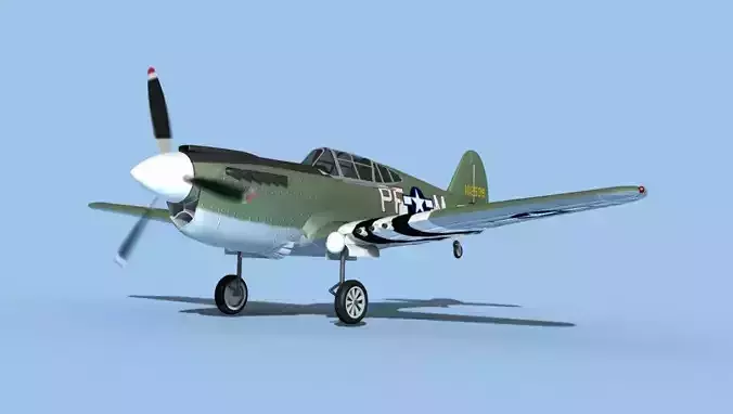 Curtiss P-40F Warhawk V06 USAAF 3D model