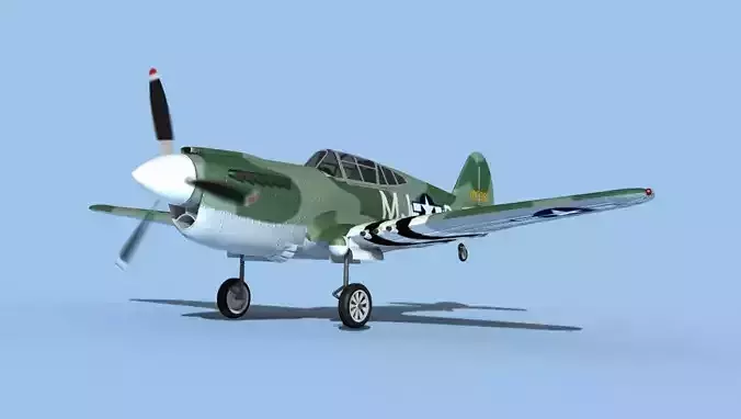 Curtiss P-40F Warhawk V07 USAAF 3D model