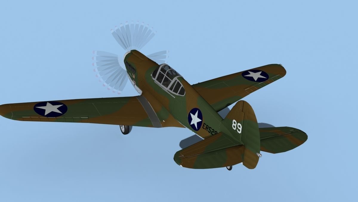 Curtiss P-40F Warhawk V11 USAAF 3D model_7