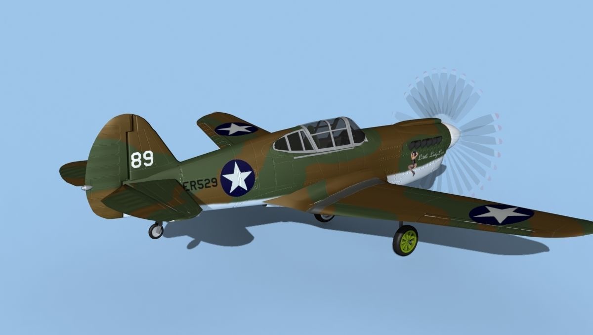 Curtiss P-40F Warhawk V11 USAAF 3D model_5